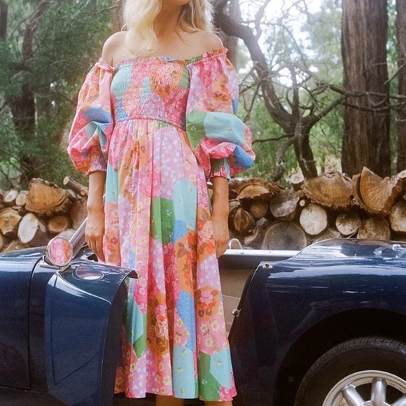 MSRP $299 NWT Spell & The Gypsy Collective Freda Puff Sleeve Midi Dress 2XS XXS - Picture 3 of 11